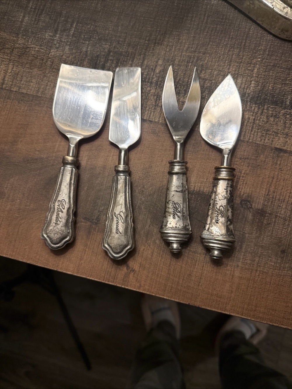 Pottery Barn Silver Tone 4-Piece Cheese Serving Set